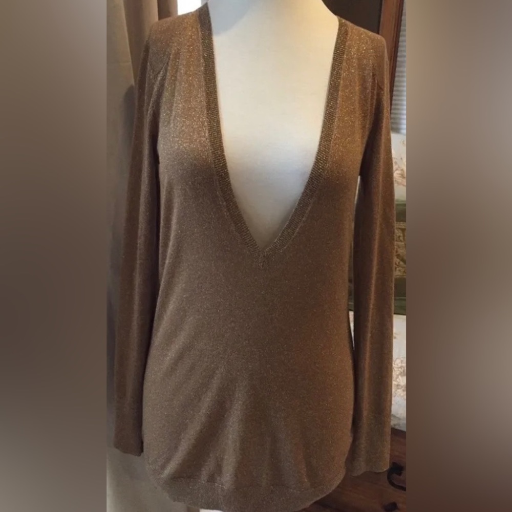 Ann Taylor Sparkling Gold Sweater. Size Large.
